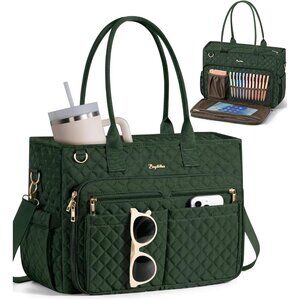 Teacher Bags for Women, 15.6 inch Laptop Work Tote Bag Quilted Nurse Bible Bag S